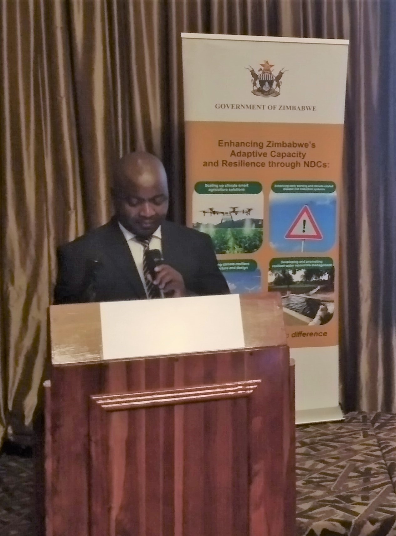 ICAT Zimbabwe WS Deputy Director for Climate Change Management (Mr. Kudzai Ndidzano) making opening remarks